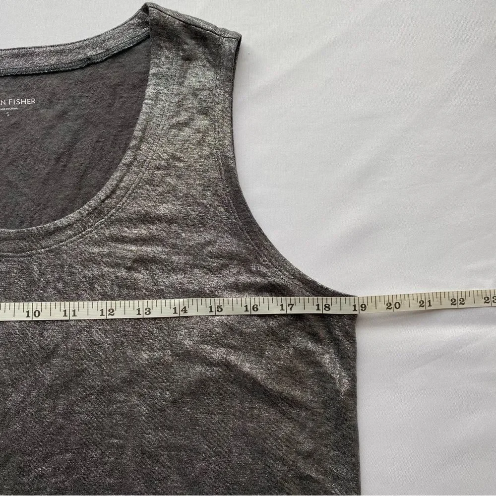 Eileen Fisher Ash Linen Jersey Shimmer Sleeveless Top Size Small - Picture 11 of 12
